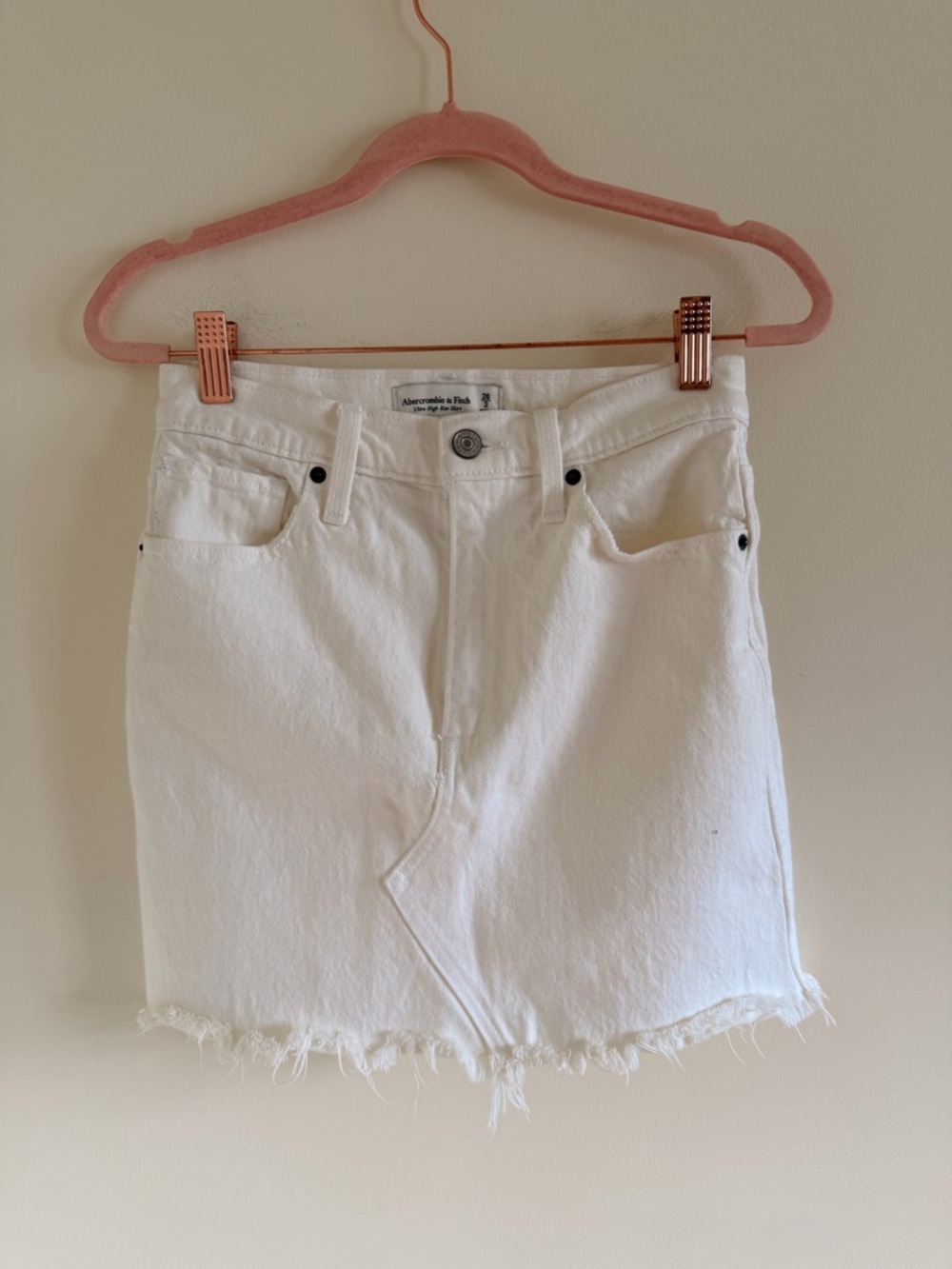Abercrombie & Fitch White High-Rise Denim Skirt